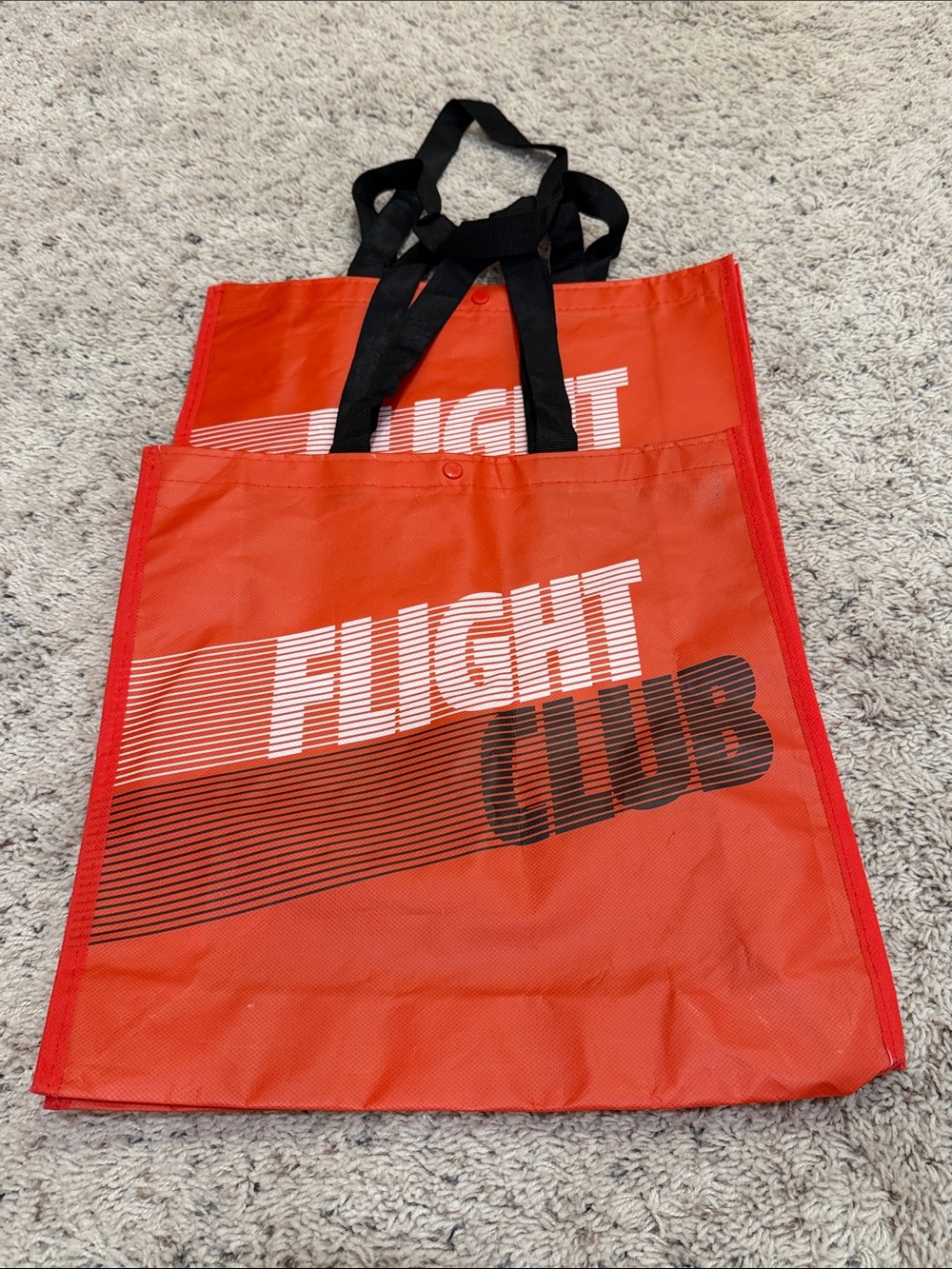 Flight Club Red Reusable Tote Bag with Black Handles x 2